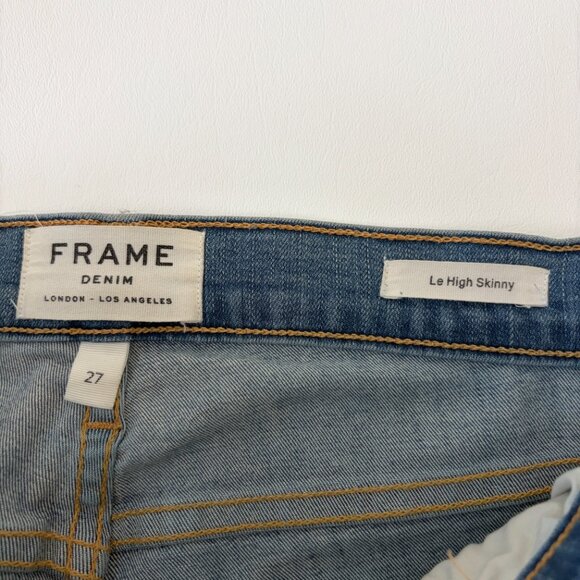 Frame Jeans Womens 27 Blue Le High Skinny Mid-Rise Fray Step Hem Stretch Denim - Picture 7 of 12